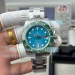N+ Factory New Swiss Clone Tiffany Blue Rolex Submariner Green Ceramic Bezel Watch 